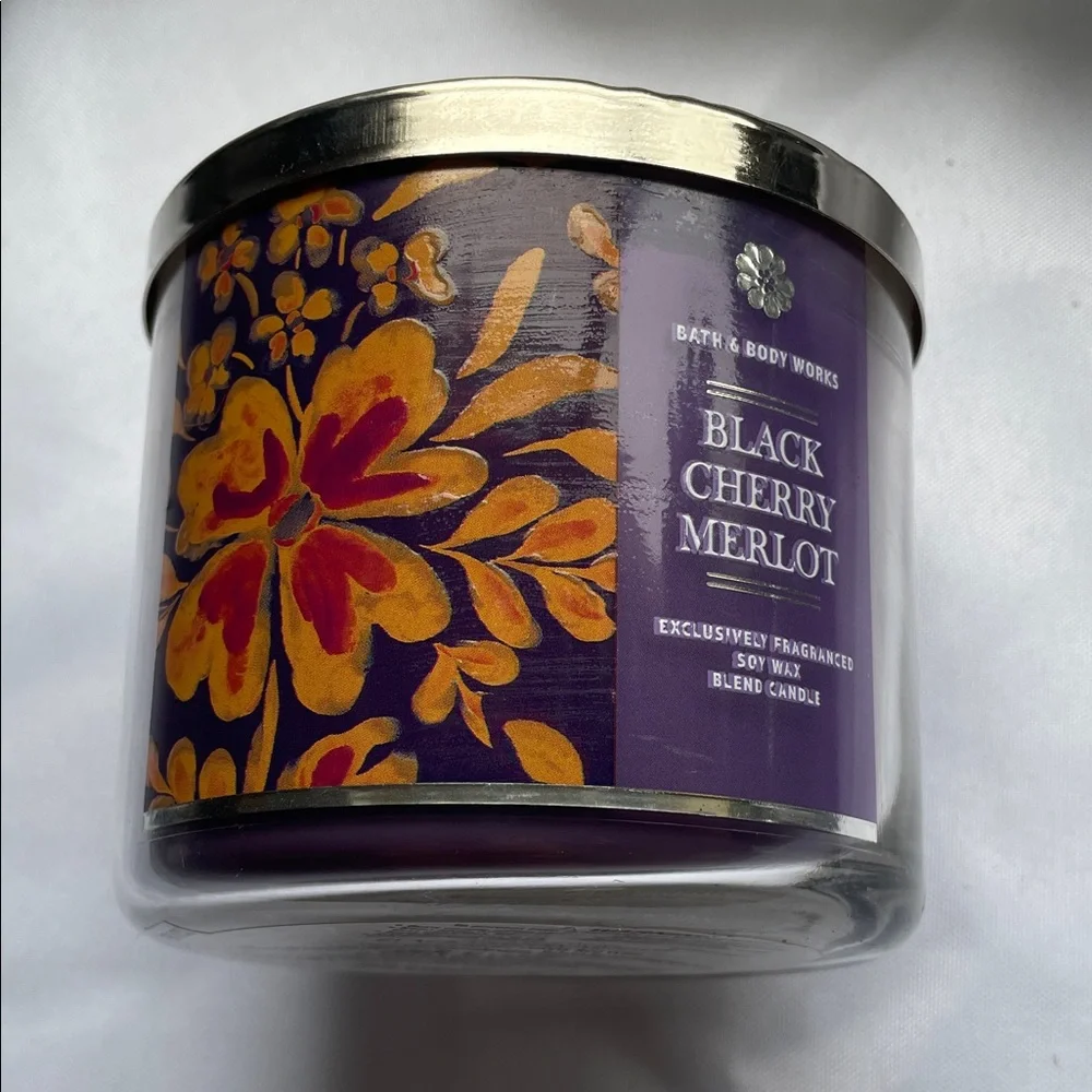 Bath & Body Works Black Cherry Merlot Candle - Purple and Gold